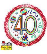 18" Dots & Stripes Age 40 Licensed Mylar Balloon