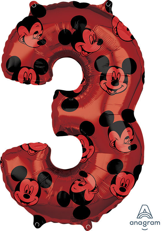 26" Mickey Mouse Forever Number 3 Mid-Size Foil Balloon
