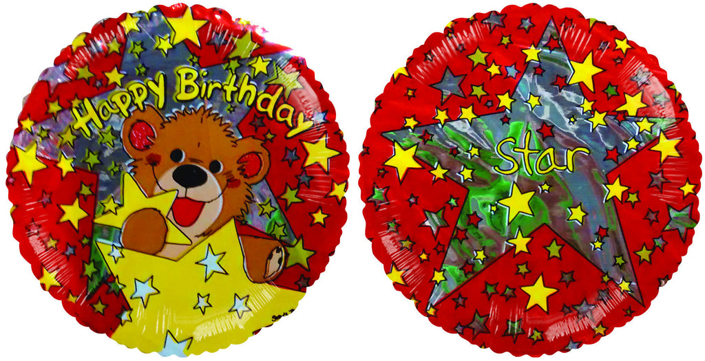 4" Airfill Only Happy Birthday Stars & Bear Balloon
