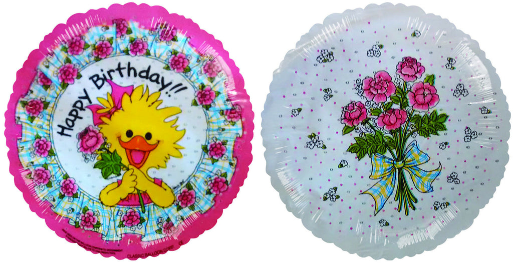 4" Airfill Only Happy Birthday Rose Suzi/Plaid Balloon
