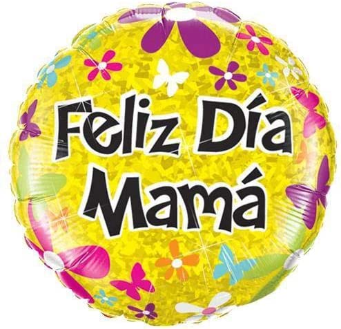 18" FELIZ DIA MAMA MARIPOSAS HOLOGRAPH Balloon (Spanish)