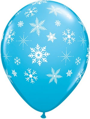 11" Snowflakes & Sparkles A-Round Latex Balloons (50 Count)