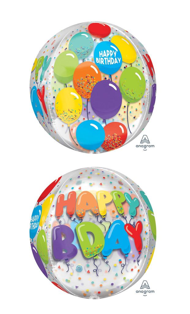 16" Orbz Clear Birthday Celebration Foil Balloon