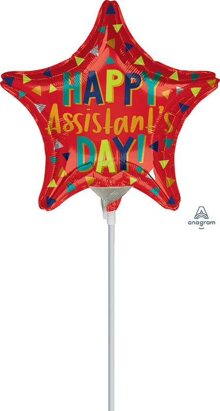 9" Airfill Only Assistant's Day Red Star Foil Balloon