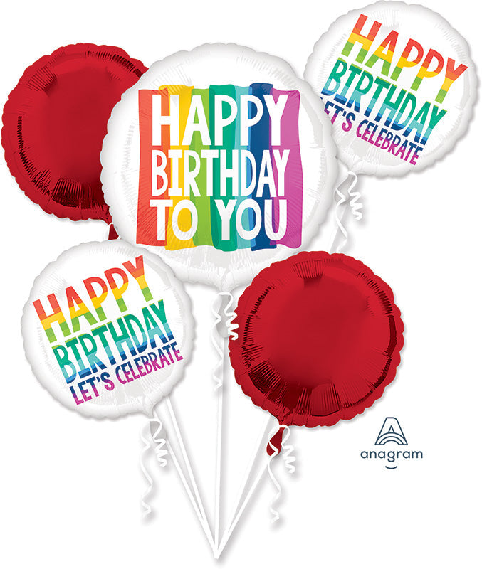 Bouquet Happy Birthday Rainbow Wishes Foil Balloon