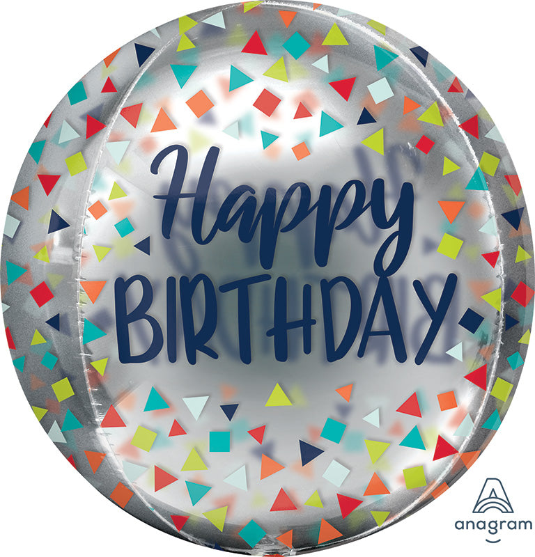 16" Happy Birthday Celebrate Orbz Clear Foil Balloon