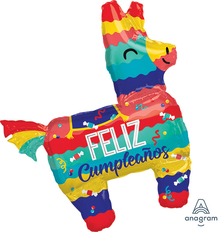 33" Feliz Cumpleaños Pinata SuperShape Foil Balloon (Spanish)