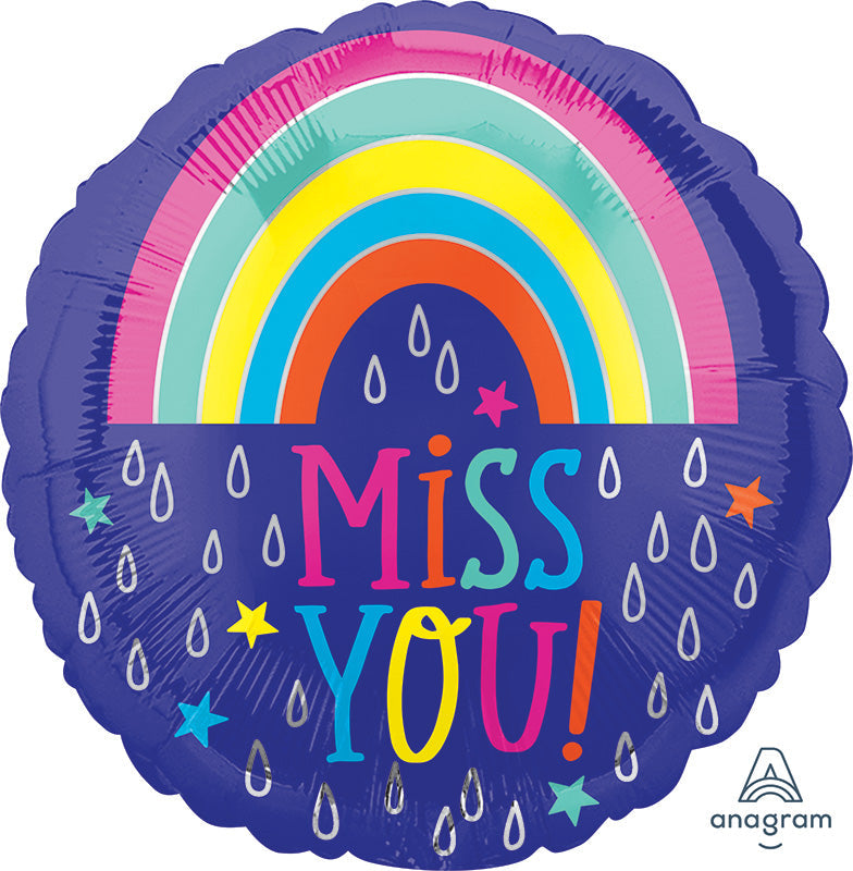 18" Miss You Raindrops Foil Balloon