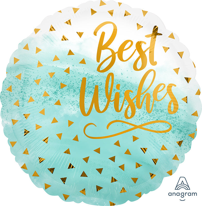 18" Best Wishes Gold Confetti Foil Balloon