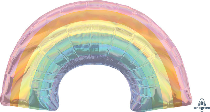 34" Iridescent Pastel Rainbow Holographic Foil Balloon