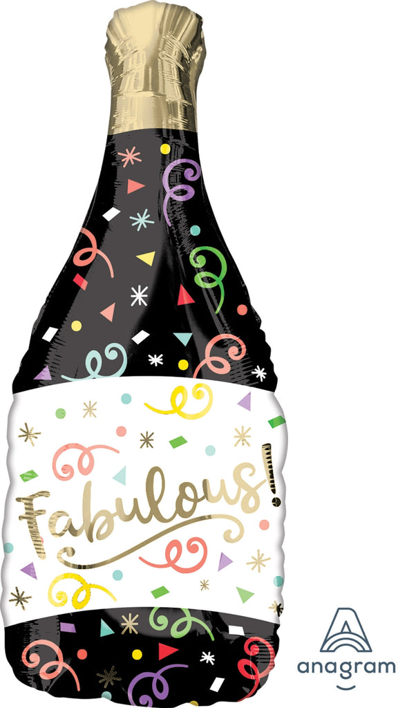 36" Fabulous Confetti Bottle Bubbly Personalize Foil Balloon