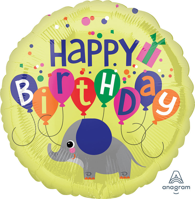 18" Elephant Birthday Foil Balloon