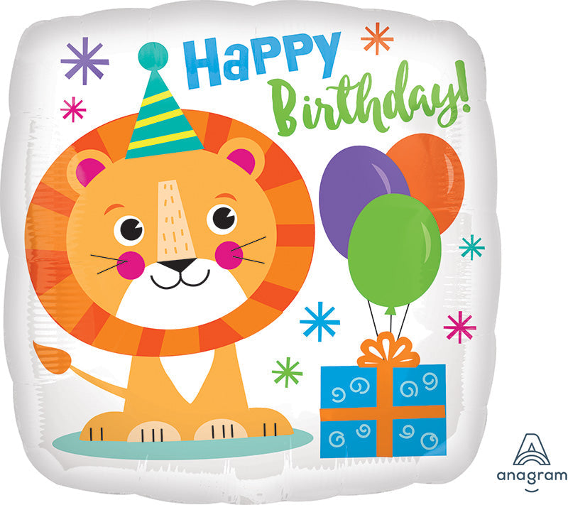 18" Happy Lion Birthday Foil Balloon