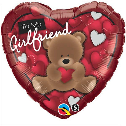 18" To My Girlfriend Bear Mylar Balloon