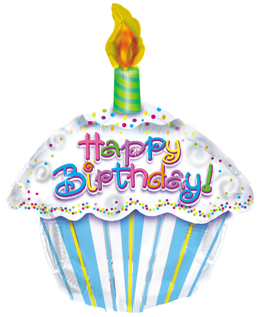 18" Shaped Happy Birthday Cupcake Foil Balloon