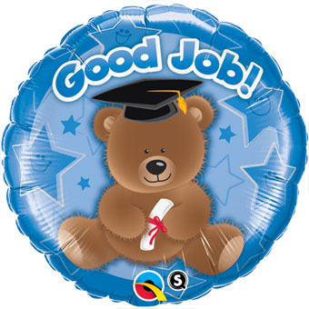18" Good Job Bear Blue Balloon
