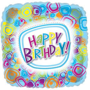 17" Groovy Happy Birthday Square Packaged Balloon