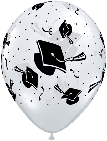 11" Graduation Hats Clear Balloon (50 Count)