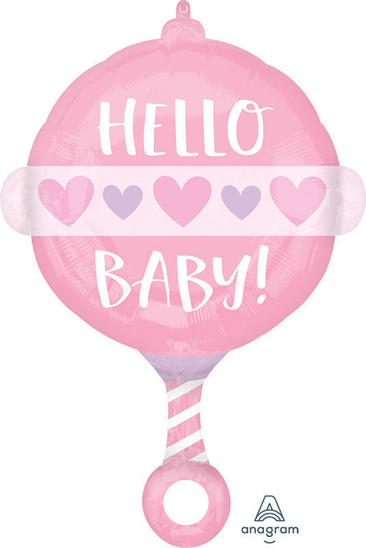 24" Baby Girl Rattle Foil Balloon