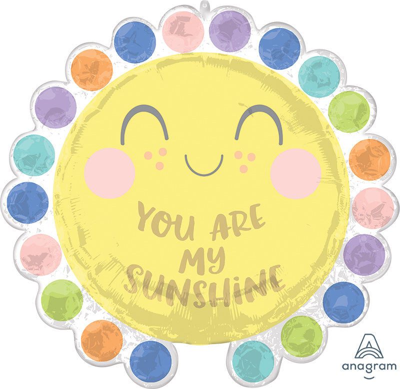 26" You are My Sunshine Dot Baby Circle Foil Balloon