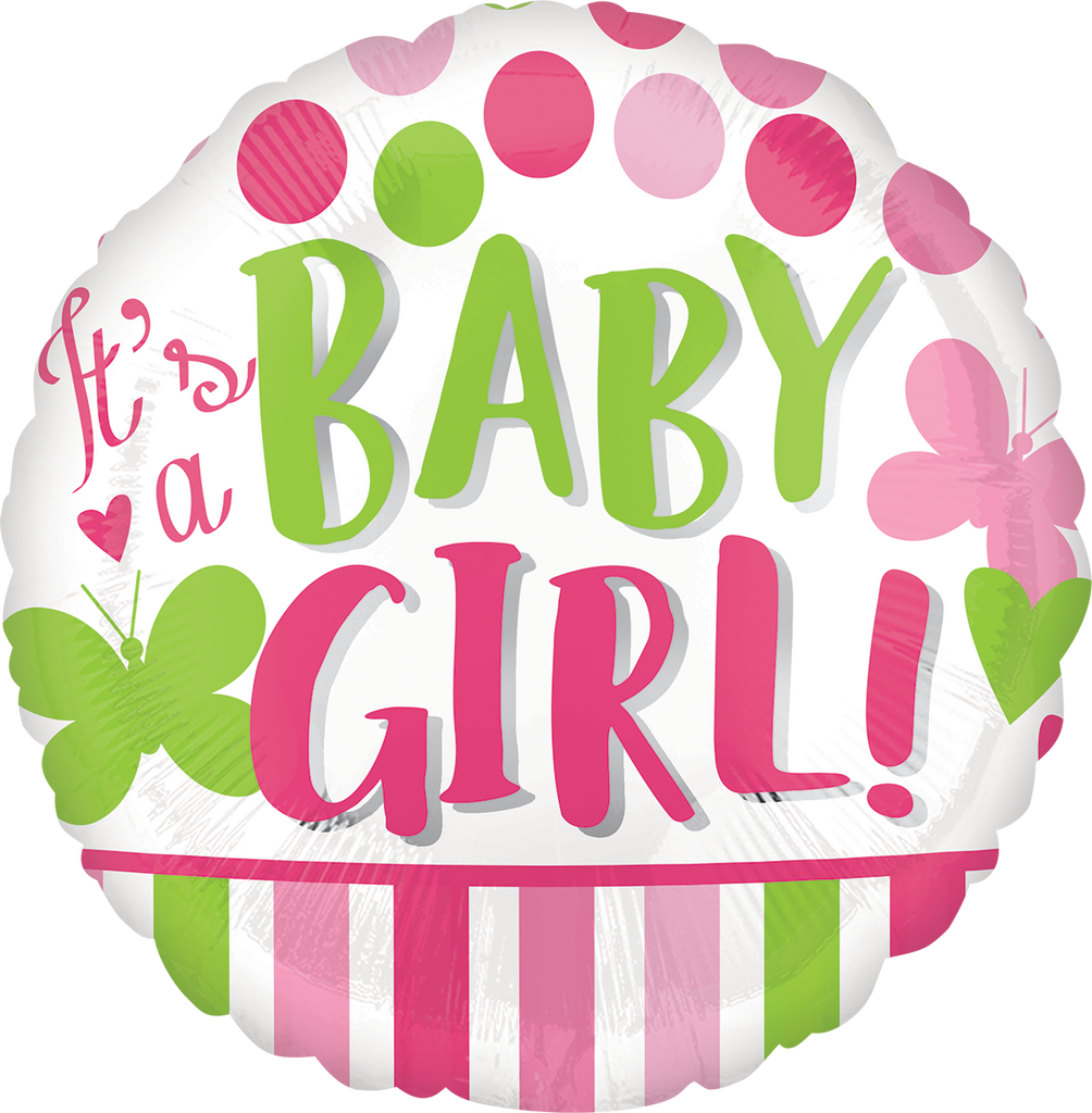 18" It's A Girl Pink & Green Foil Balloon