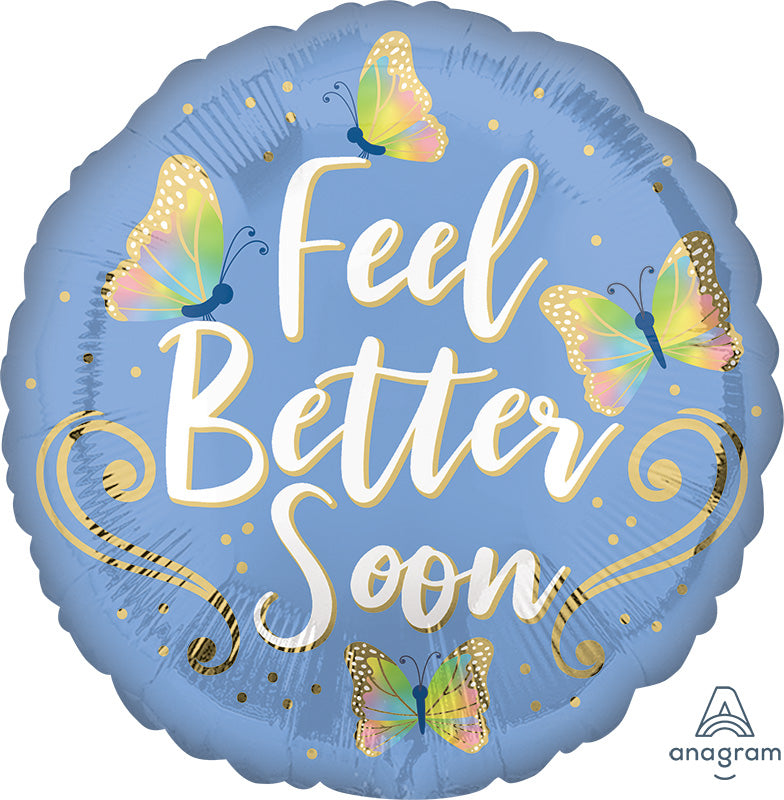 18" Feel Better Butterflies Foil Balloon