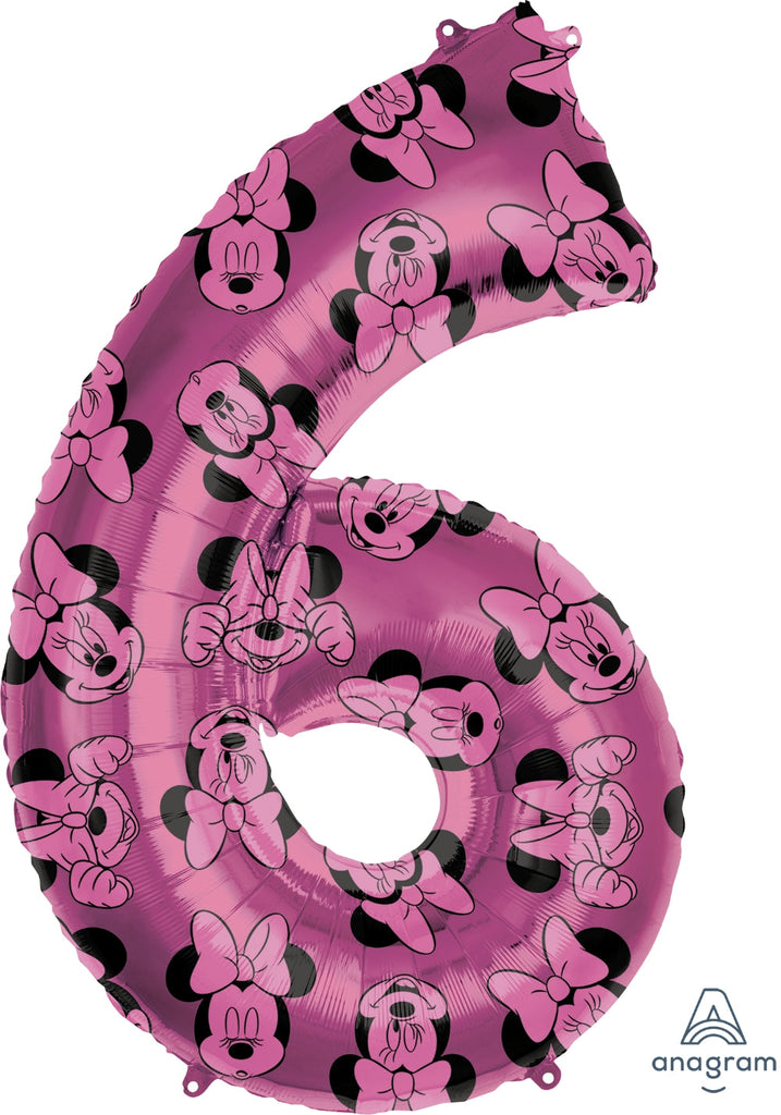 34" Minnie Mouse Forever Number 6 SuperShape Foil Balloon