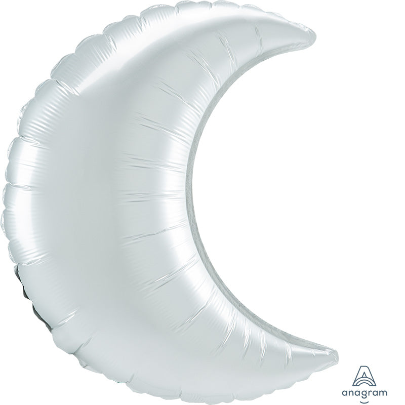 17" Airfill Only White Satin Crescent Foil Balloon