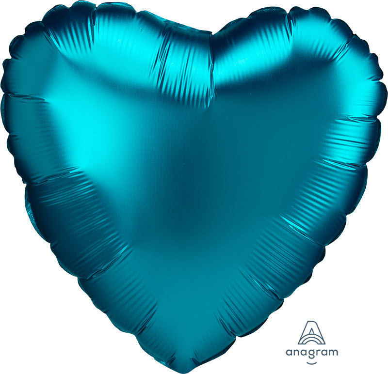 18" Satin Luxe Aqua Heart Foil Balloon