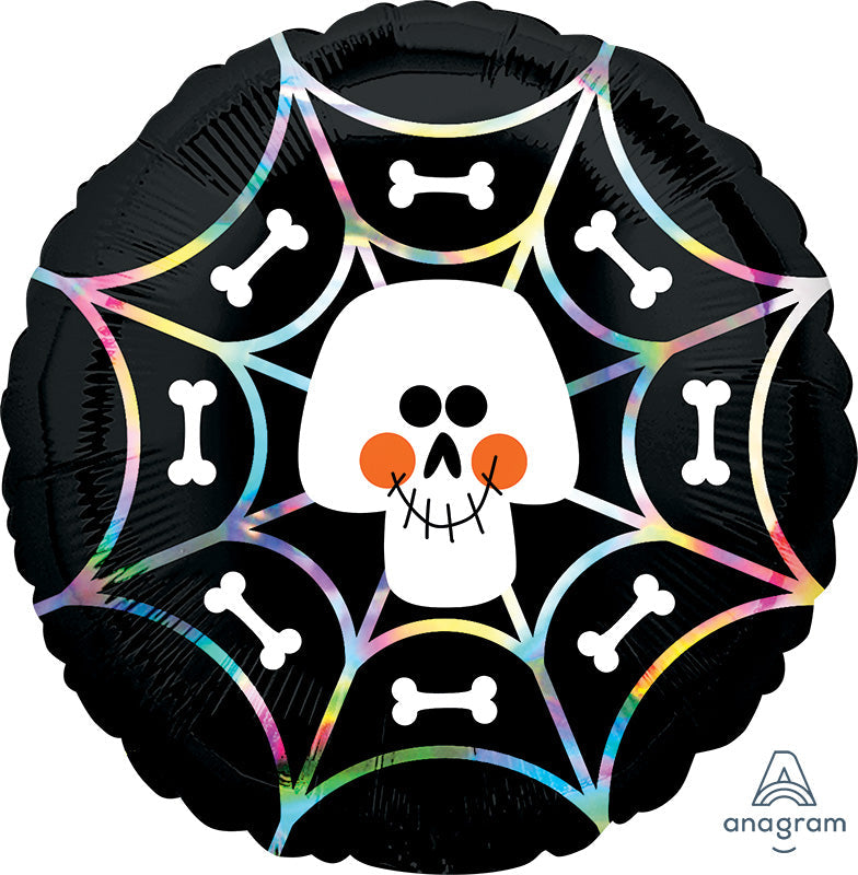 18" Iridescent Skull Web Foil Balloon