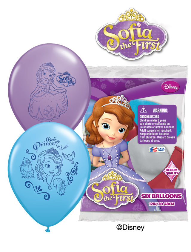 12" Sofia the First (6 Pack) Latex Balloons