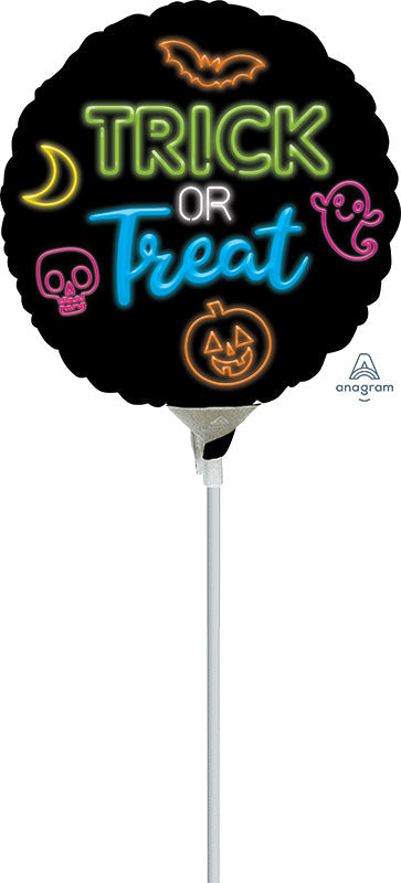 4" Airfill Only Neon Trick or Treat Foil Balloon