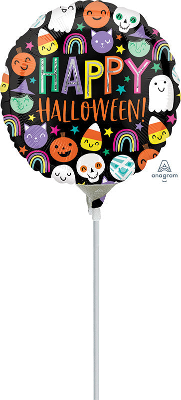 4" Airfill Only Halloween Happy Faces Foil Balloon