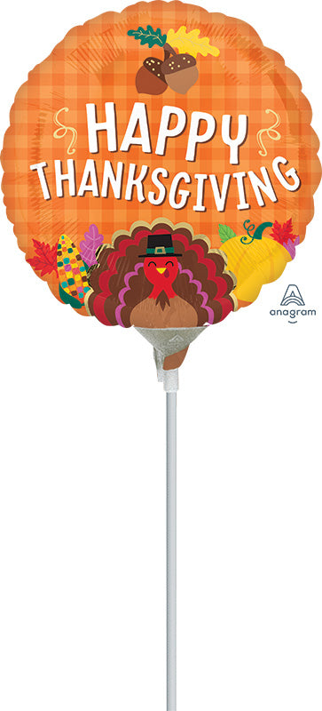 9" Airfill Only Happy Thanksgiving Harvest Foil Balloon