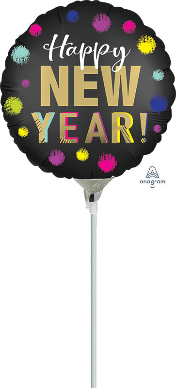 4" Airfill Only Satin Dotted New Year Foil Balloon