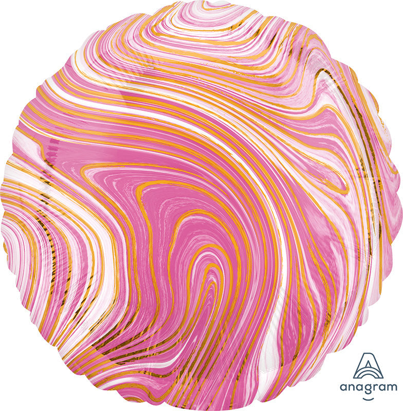 18" Marblez Pink Circle Foil Balloon