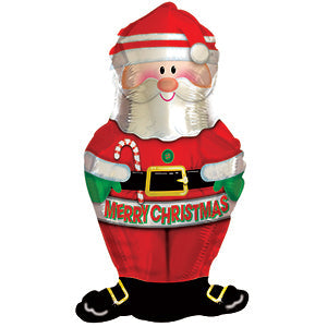 12" Airfill Only Merry Christmas Santa Foil Balloon