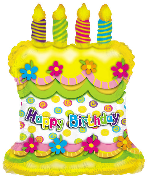 14" Airfill Only Happy Birthday Cake Balloon