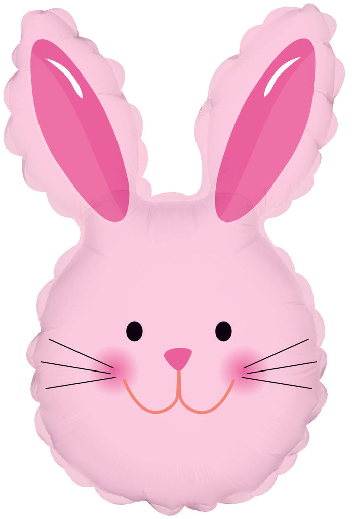 12" Airfill Only Happy Bunny Head Pink Balloon