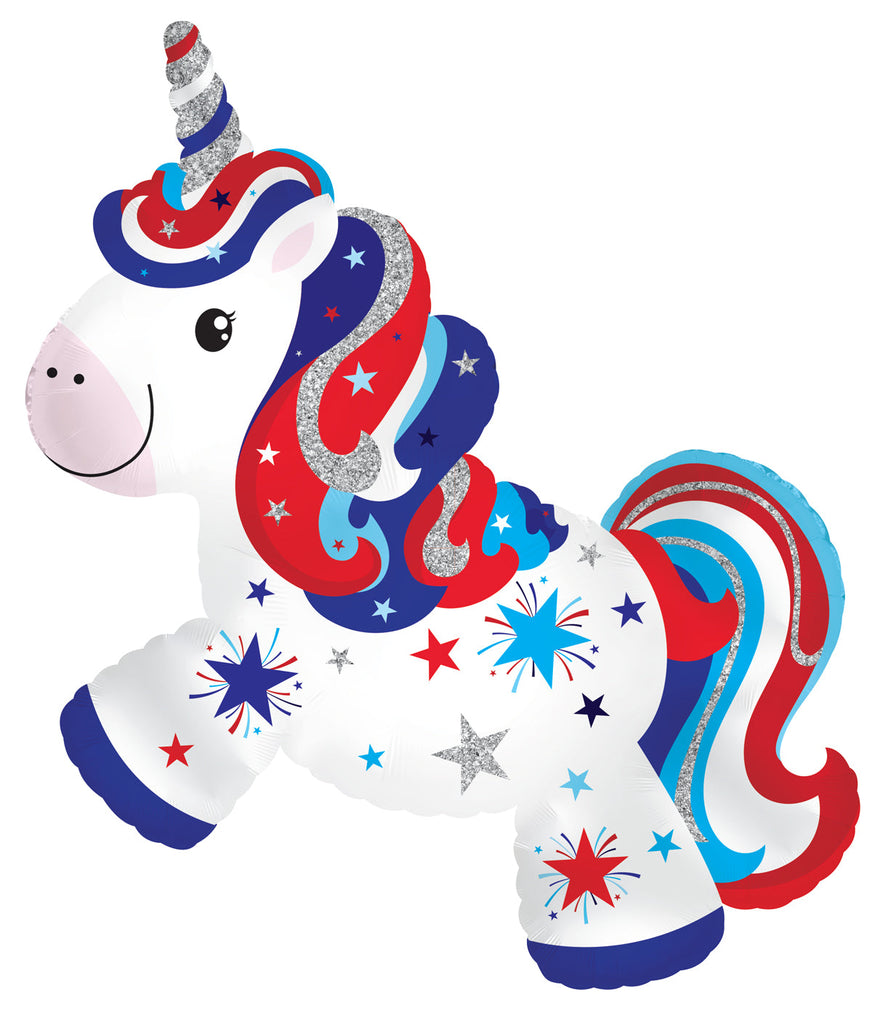 14" Airfill Only Patriotic Unicorn Body Foil Balloon