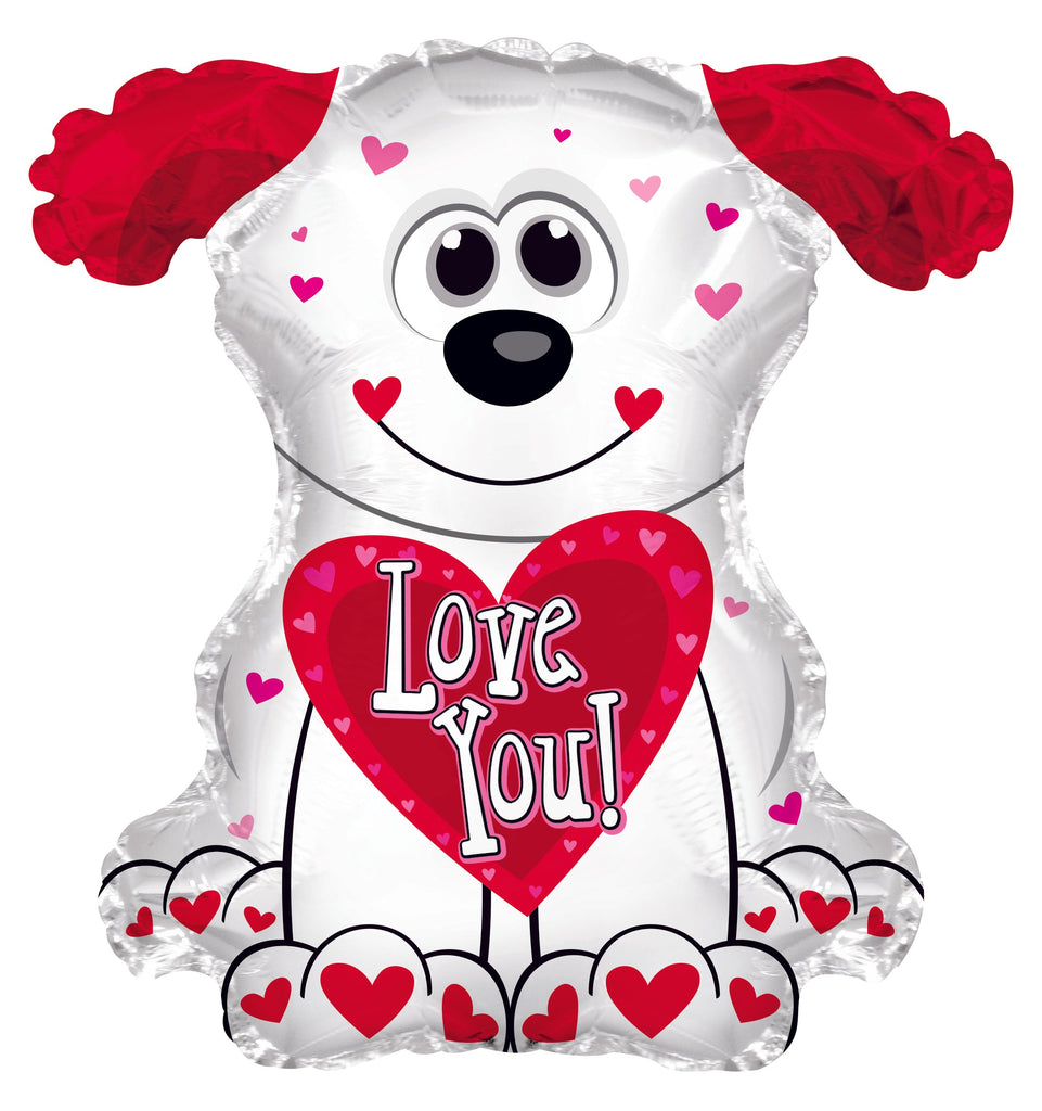 12" Airfill Only Love You Red and White Doggie Balloon