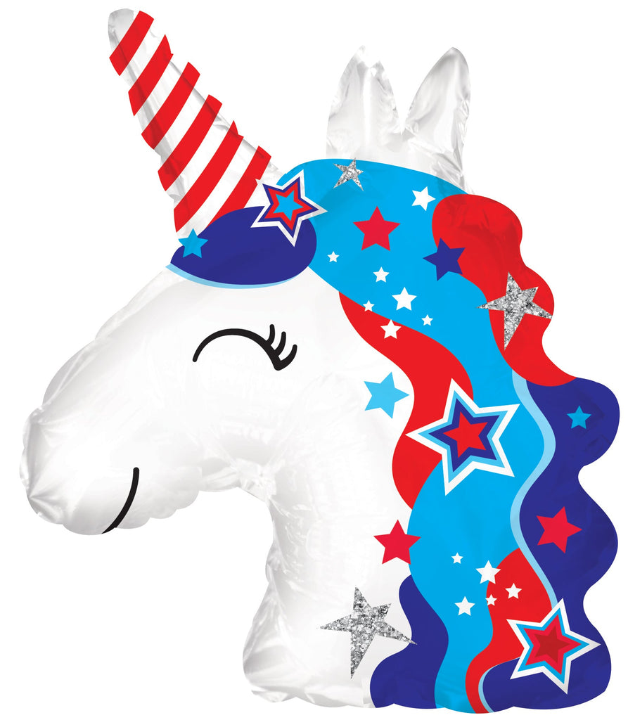 10" Airfill Only Patriotic Unicorn Foil Balloon