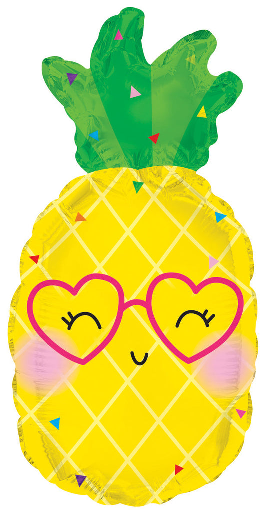 10" Airfill Only Pineapple With Heart Glasses Foil Balloon