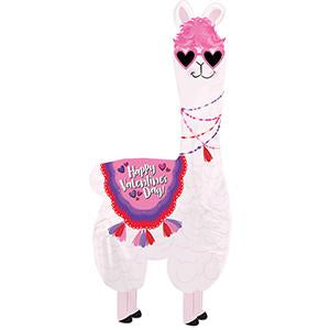 12" Airfill Only Happy Valentine's Day Llama Foil Balloon
