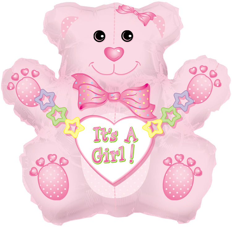 14" Airfill Only Baby Girl Bear Balloon