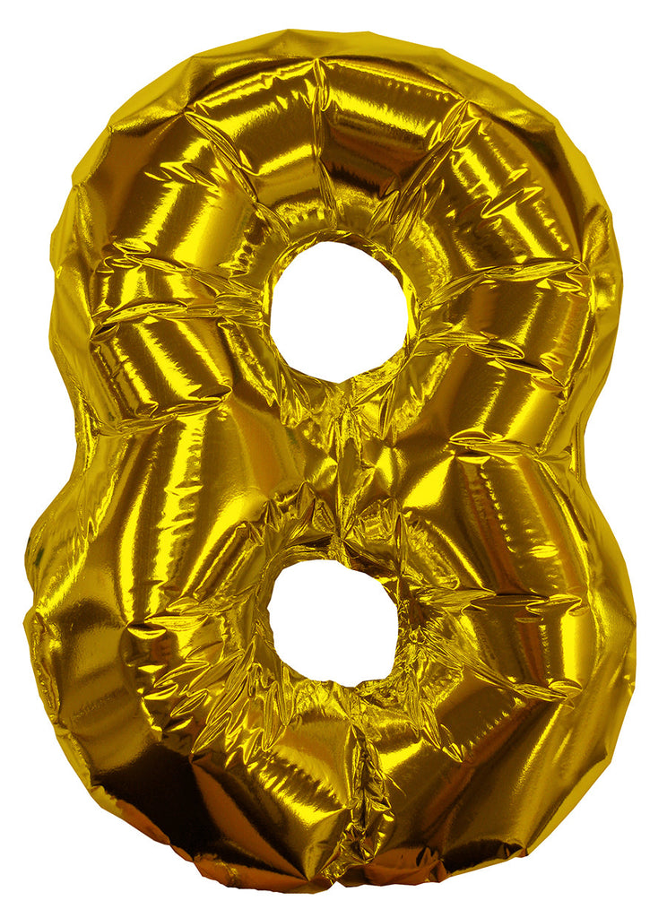 8" Airfill Only Gold #8 Shape Self Sealing Valve Foil Balloon