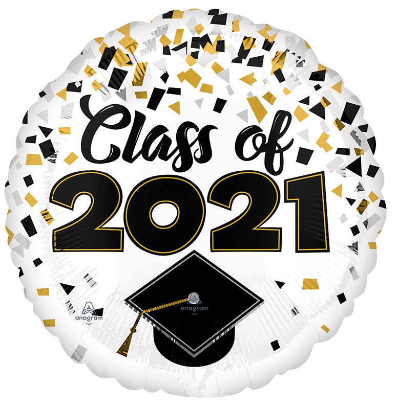 18" Graduation Class of 2021 Confetti Foil Balloon