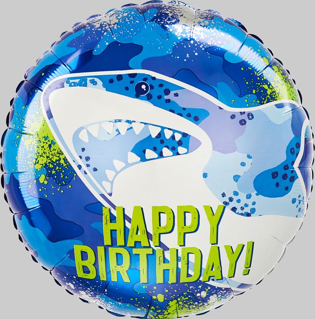18" Shark Happy Birthday Foil Balloon