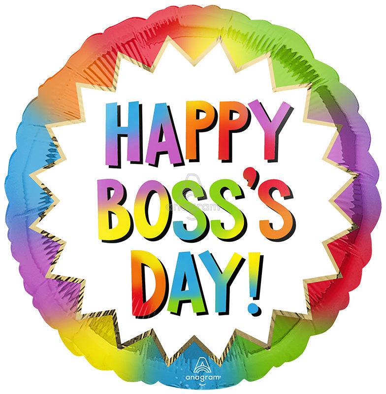 18" Colorful Boss's Day Burst Foil Balloon