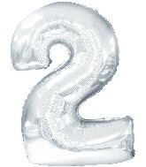 30" Jumbo Number "2" Silver Balloon Packaged